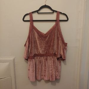 Mauve velvet cold shoulder top